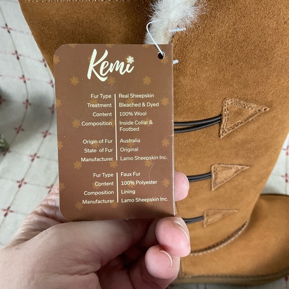 Kemi Australia MU1749RW Brown Suede & Sheepskin Fully Lined Mid Calf Boots Sz 7 - Picture 9 of 10